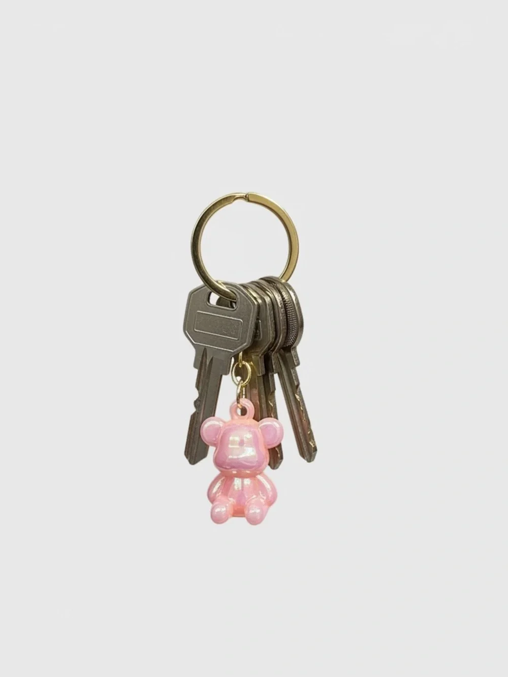 Iridescent Bear Keychain Charm - White or Pink - Picture 2 of 2